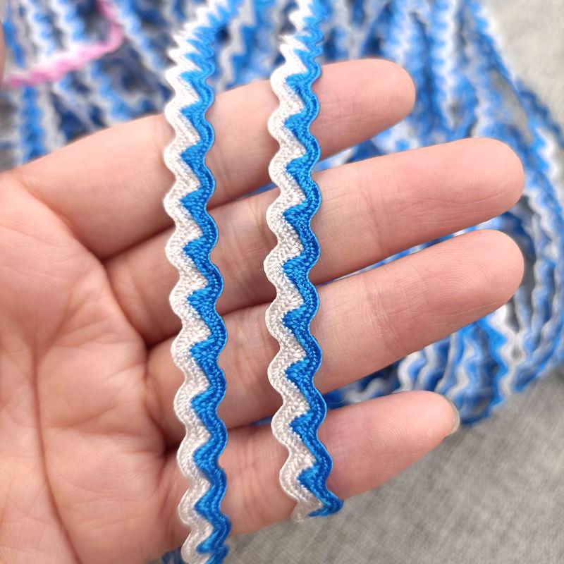 5mm S Şeklinde İki Renkli Dalga Desenli Kavisli Kemer DIY Giyim Aksesuarları için Denizci Dantel Şerit