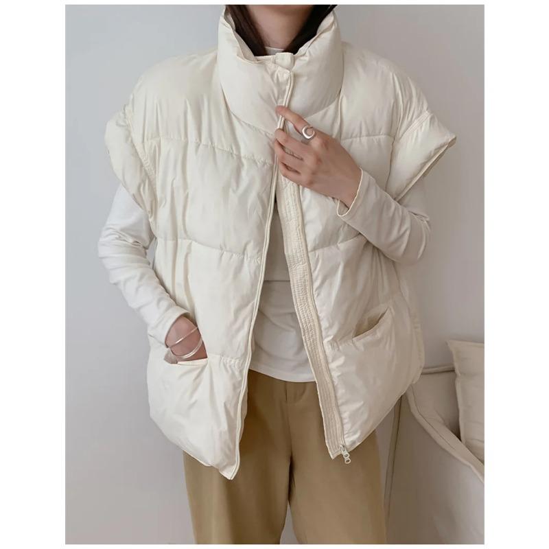 Female Vest Autumn Winter Sleeveless Jacket Coat Loose Short Stand-up Collar Down Vest Women Waistcoat Outerwear