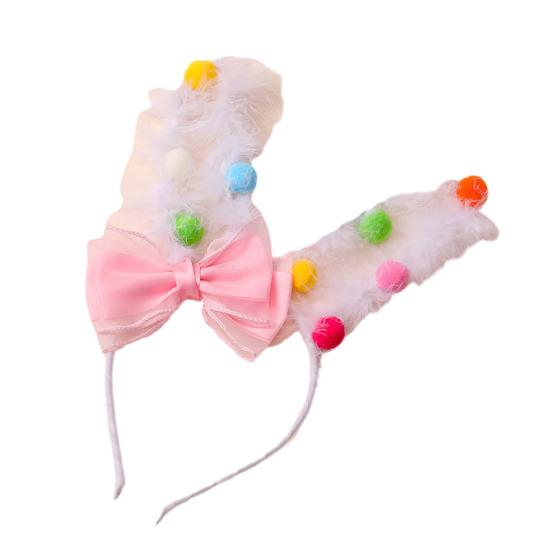 Hair Hoop Flower Decor Bunny Ears Design Headband Cosplay Birthday Photography Props Easter Party Headgear