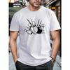 Plus Size, Bowling Print, Men's Graphic Design Crew Neck Active T-shirt for Summer, Casual Comfy Tees for Daily Gym Workout Running