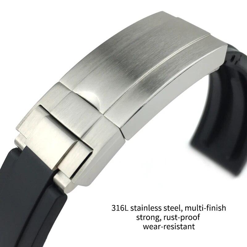 20mm vysoce kvalitní gumový pásek na hodinky pro roli Daytona GMT Submariner GMT OYSTERFLEX černý náramek vodotěsný pásek na hodinky