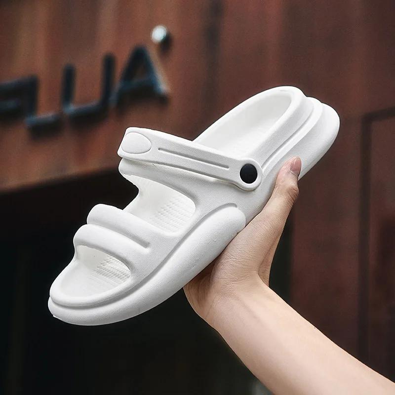

Летняя новая мужская повседневная обувь, модные удобные сандалии из искусственной кожи для отдыха на пляже, дышащие, с мягкой подошвой, мужские тапочки для женщин 36 белый