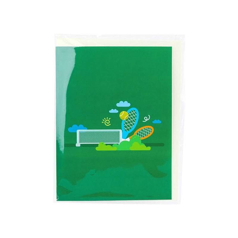 Tennis Theme 3D Greeting Card Happy Birthday Card with Envelope Creative Fathers Day Gift for Dad Grandad Husband