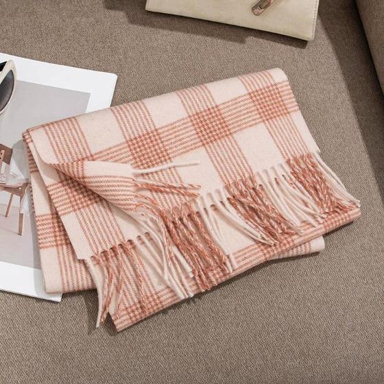 Plaid Scarf for Women 100% Wool Shawl All-Match Tassel Warm Comfortable Luxury Clothes New Fashion Autumn Winter Scarves