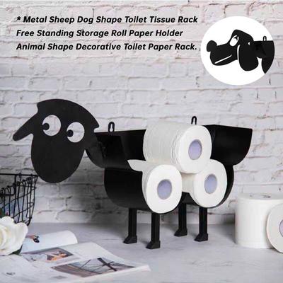 New Iron Dog Sheep Shaped Roll Paper Holder Cute Animal Free Standing Toilet Paper Tissue Racks Home Kitchen Bathroom Decoration