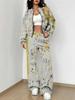 Color Tie-Dye Autumn And Winter New European And American Women'S Clothing Striped Printing Suit Women
