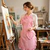 Long Pink Heart Apron, Ruffled Design with Pockets, Cute And Vintage Women'S ApronMaid Dress