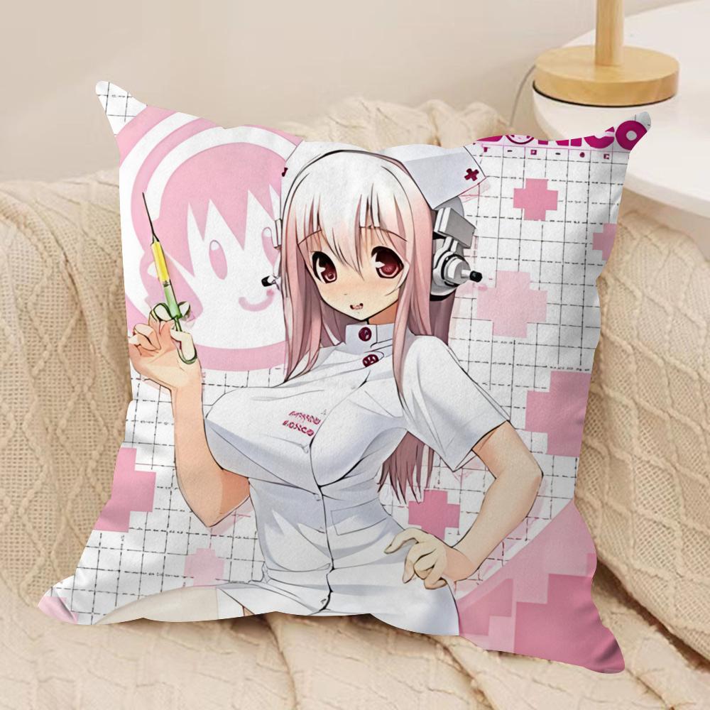 

SSonico CUTE Anime Cushion Cover Silky Short Plush Invisible Zipper Dustproof Sofa Pillow Case For Home Decor 30x30cm
