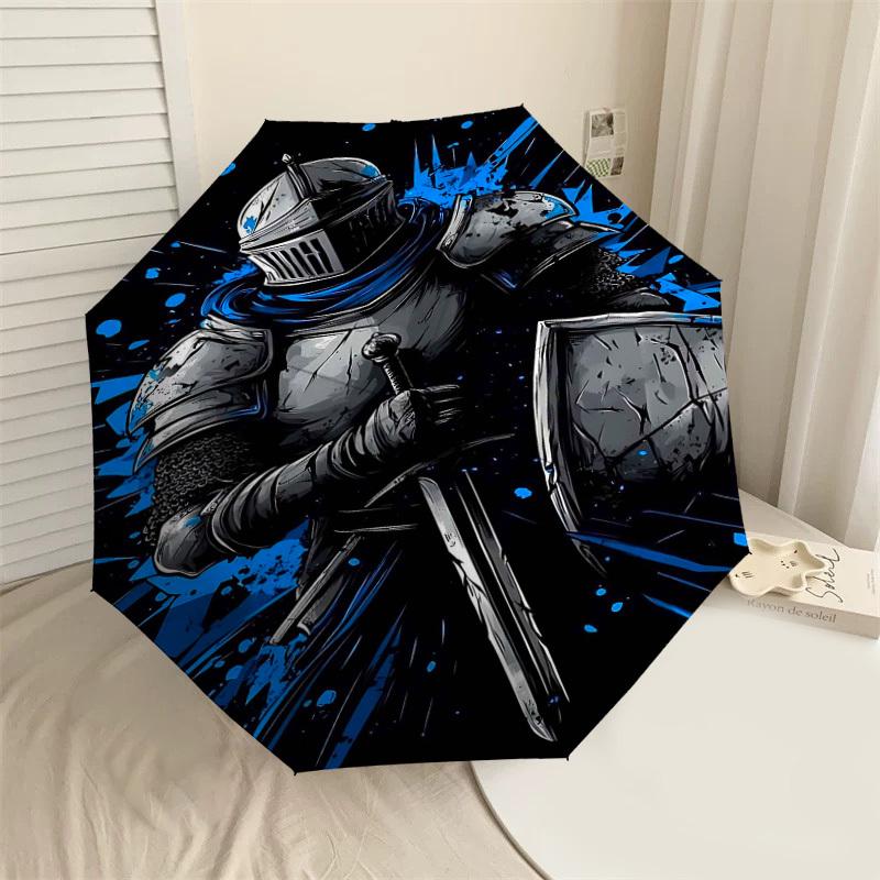 

1PC Knight Armor Umbrella-8-Rib Reinforced Portable Folding Travel Suitable for All Seasons Outdoor Daily Use-H0359