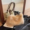 Cute plush bag women's 2024 new autumn and winter shoulder oblique span bag small fresh fluffy versatile tote bag