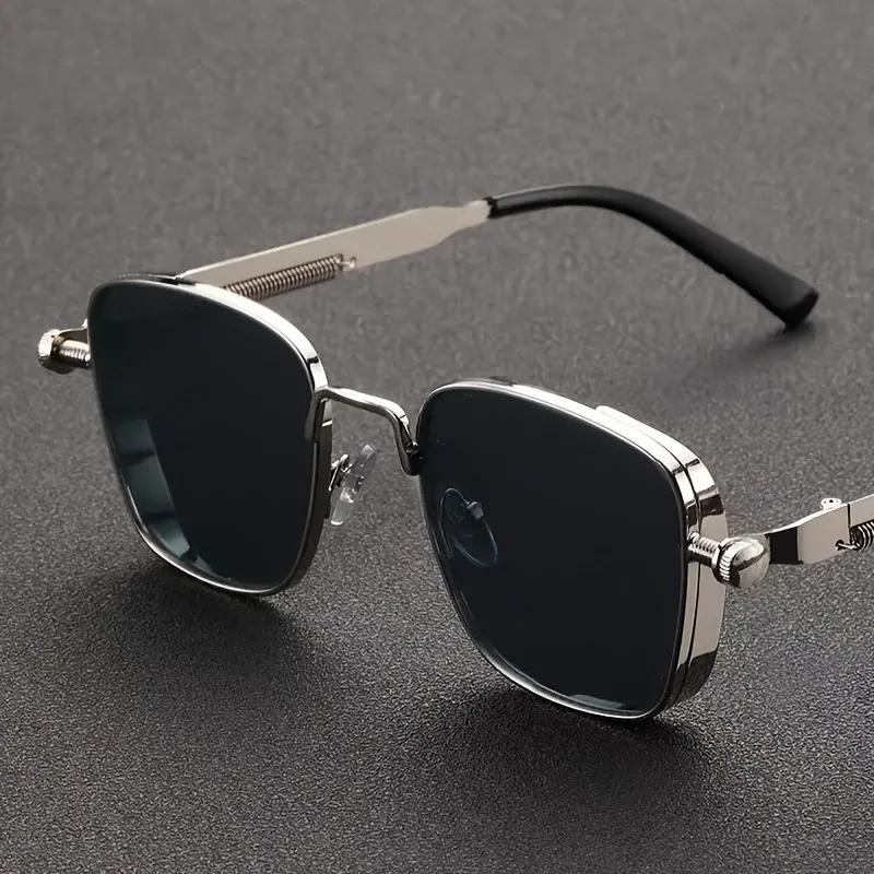 1PC Steampunk Style Box Fashion Glasses for Men and Women - Retro Metal Style Silver and Gold Metal Frame Durable and Durable