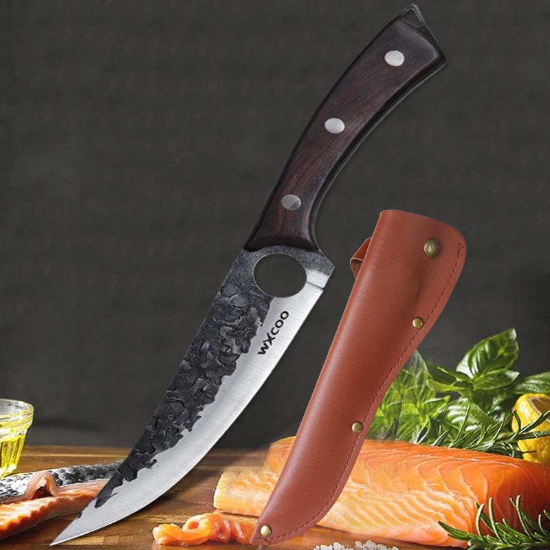 Professional Kitchen Boning Knives Wooden Handle Stainless Steel Fishing Fillet Knife Non-Slip Handle Meat Fish Slicing Knife