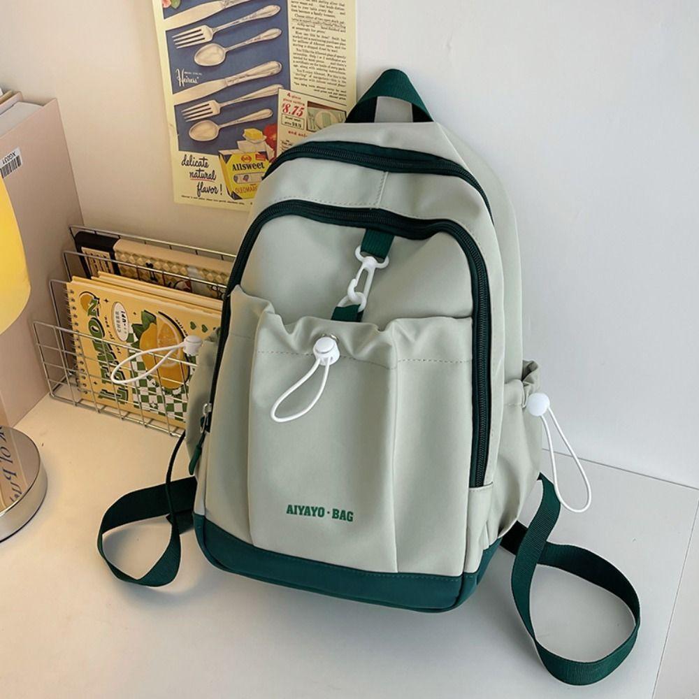 

Сумка на шнурке Контрастного цвета Рюкзак Нейлоновая сумка через плечо Милая Студенческая школьная сумка Для улицы зелёный