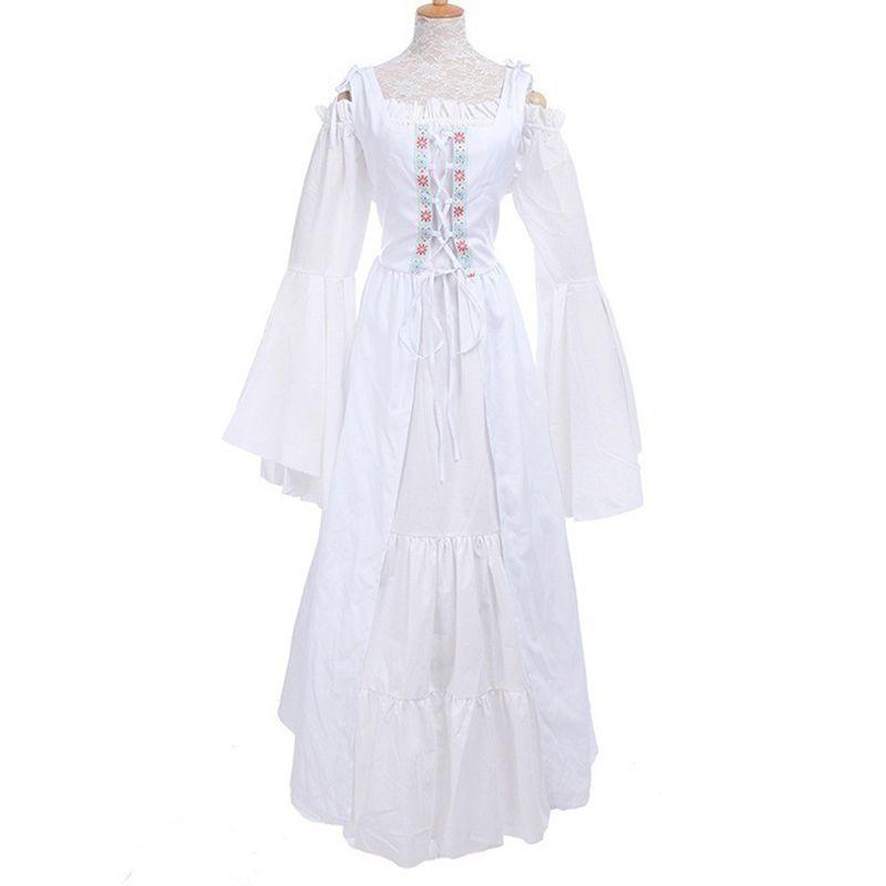 Renaissance Womens Vintage Medieval Long Dress Halloween Gothic Costume Gown