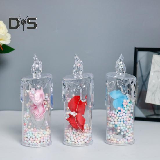 1 szt./2 szt. Wieczne kwiaty Bezpłomieniowe świece LED Migoczące świece filarowe Walentynkowe lampki nocne na ślub, dekorację domu