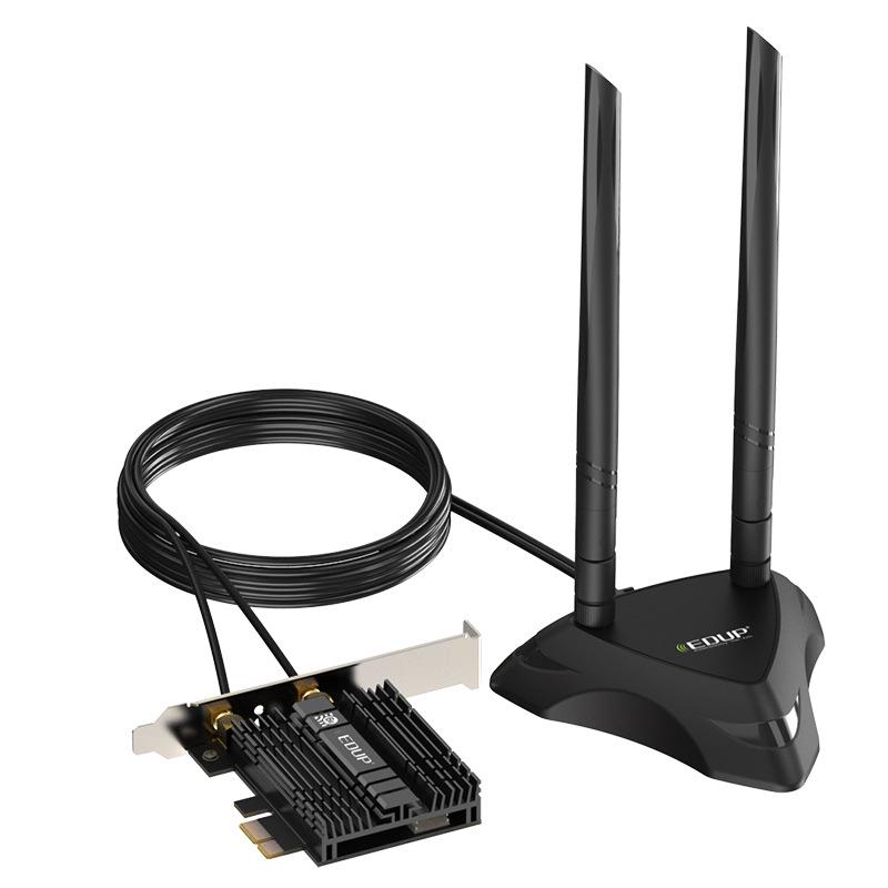 EDUP AX210 High-End Tri-Band Wireless PCIE Network Card with Bluetooth 5.2 and Extended Antenna for Gaming, Speed up to 5374 Mbps