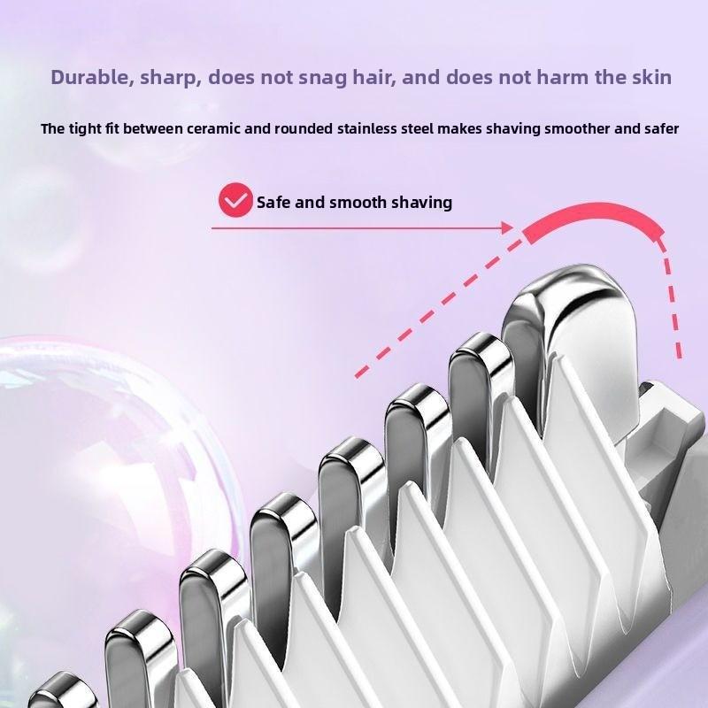 2 In 1 Women Electric Shaver Painless Rechargeable Hair Removal Epilator Portable Body Trimmer for Underarm Facial Mustache