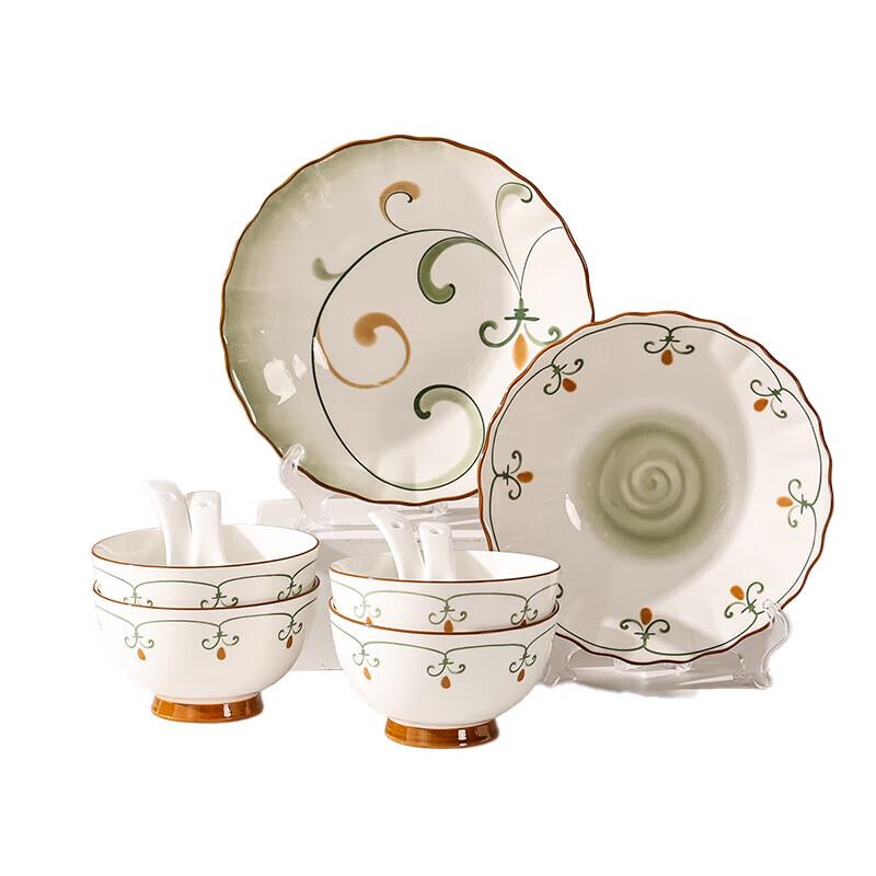 Hao Ai Jia Белый цветочный керамический набор посуды «Весенний рассвет»