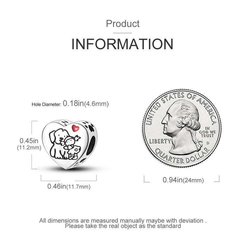 Original Charms Copper Girl And Puppy Heart-Shaped Beads Fit Charms Plata Bracelets For Women Women Jewelry Making Diy