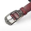 Womens Genuine Leather Wide Belt With Pin Buckle Retro Style 3.5cm Width Coffee Black Camel Red Adjustable Length