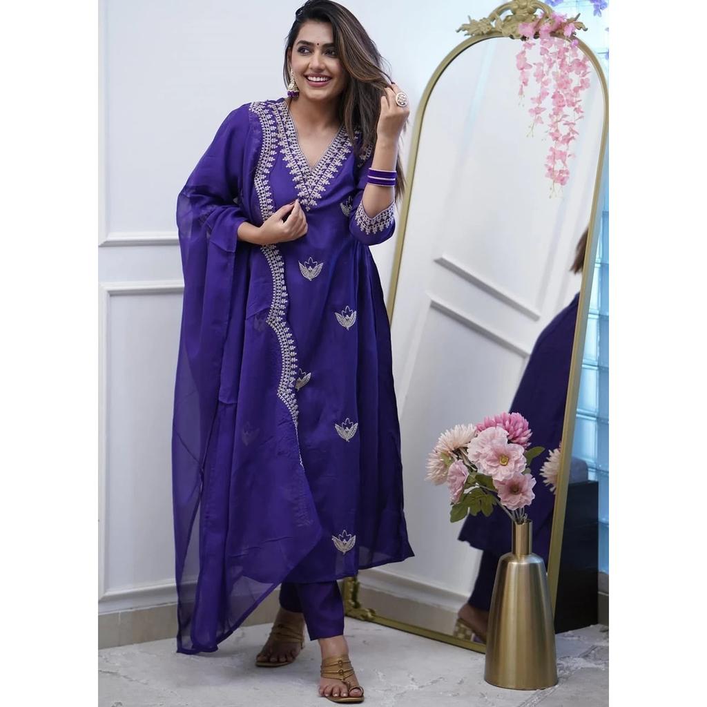 Indian Pakistani Ethnic Kurta Pant Dupatta Set Bollywood Wedding Wear Kurti Set
