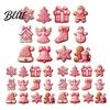 Wooden Gingerbread Man Decorations 12/24/36Pcs Pink Christmas Ornaments, Xmas Tree Hanging Decorations, Unique Theme Holiday Ornaments Festive