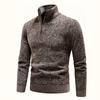 Autumn Winter Men Knitted Pullover Half Zip Stand Collar Long Sleeve Ribbed Cuff Slim Fit Warm Daily Office Business Casual Men Sweater Jumper