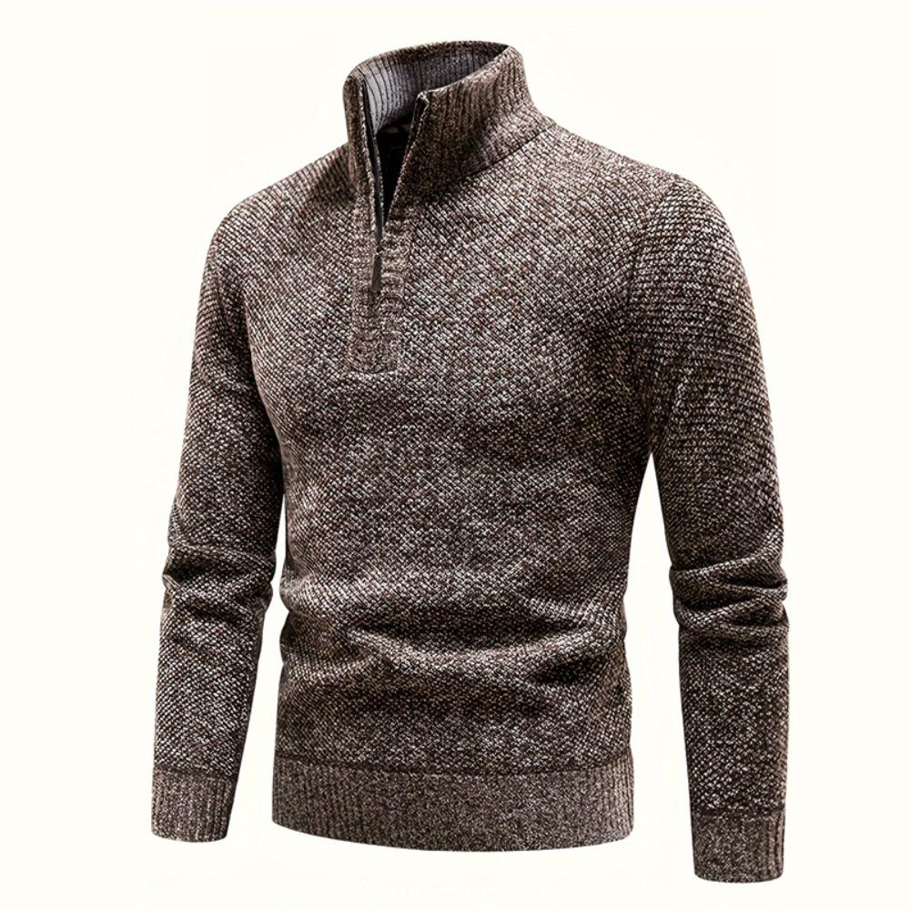 Autumn Winter Men Knitted Pullover Half Zip Stand Collar Long Sleeve Ribbed Cuff Slim Fit Warm Daily Office Business Casual Men Sweater Jumper