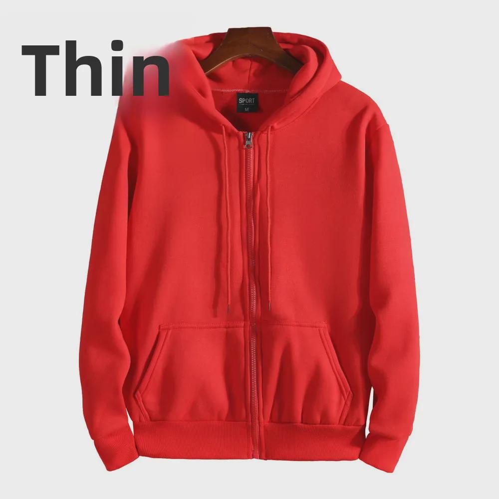 2023 Spring/Autumn Large Size Thin Cotton Zipper Hoodie with Printed Logo