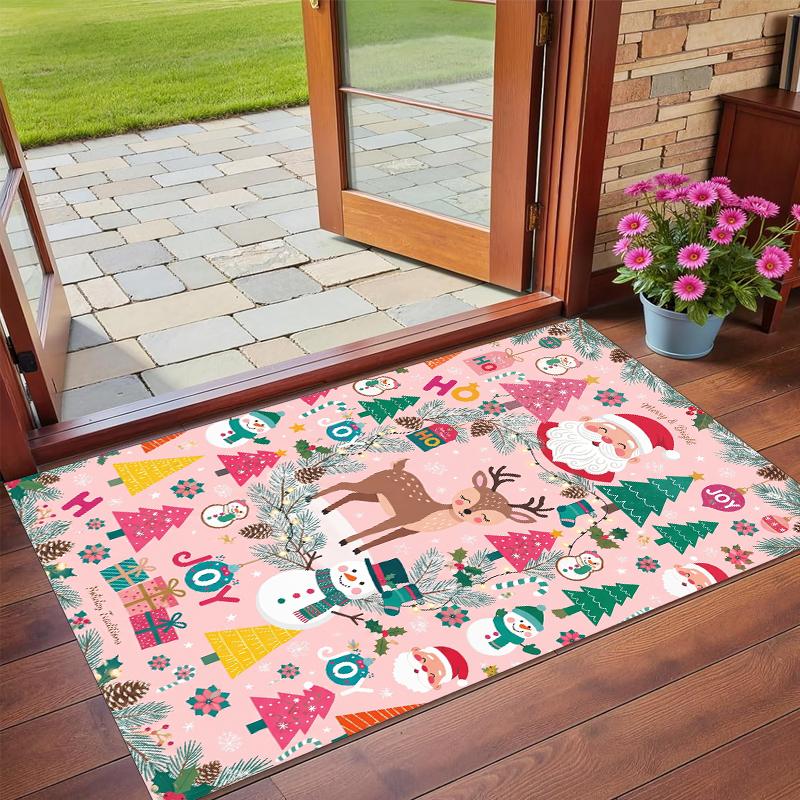 Christmas Printed Square Area Rug Soft Non Slip Floor Carpet For Bedroom Holiday Gift
