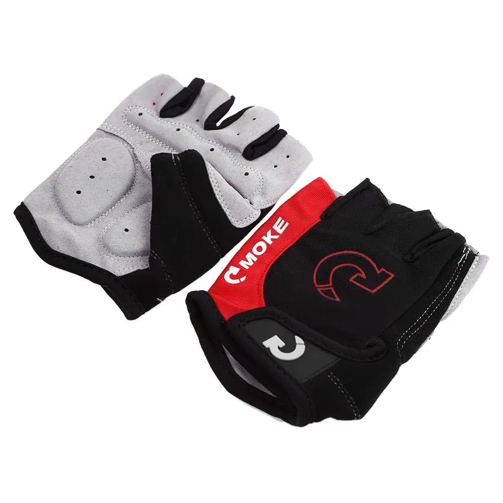 zmart Cycling Half Large Gloves, Red, Large, Fingerless, Cushion, Red,