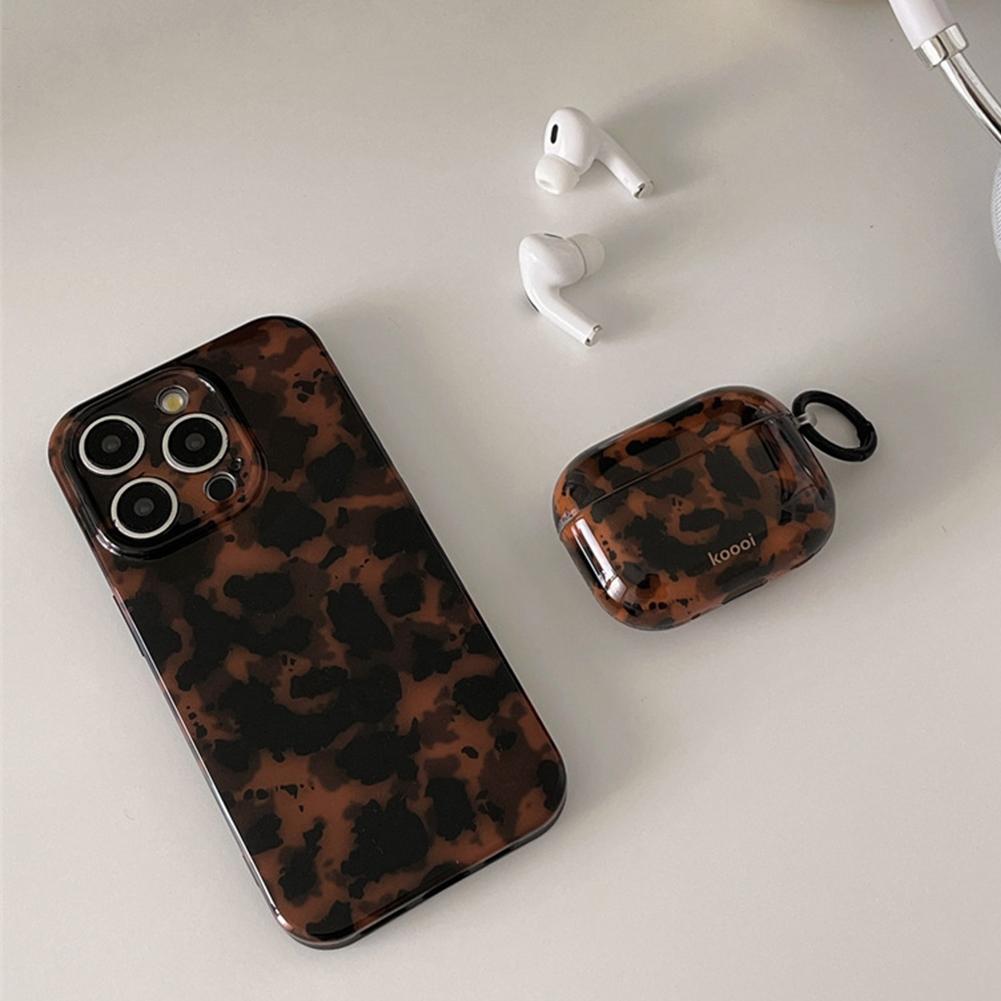 Stylish Dark Color Tortoiseshell Amber Glossy Cover Case For AirPods 1 2 3 4 Pro AirPods Pro 2 Shockproof Protective Case
