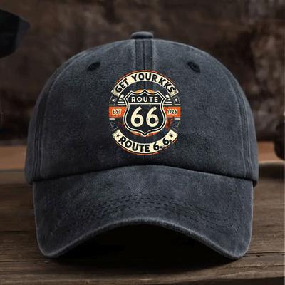 Eine größenverstellbare 66 bedruckte Baseballkappe, Vintage Dad Hat, geeignet für Freizeit im Freien, passend für jede Jahreszeit