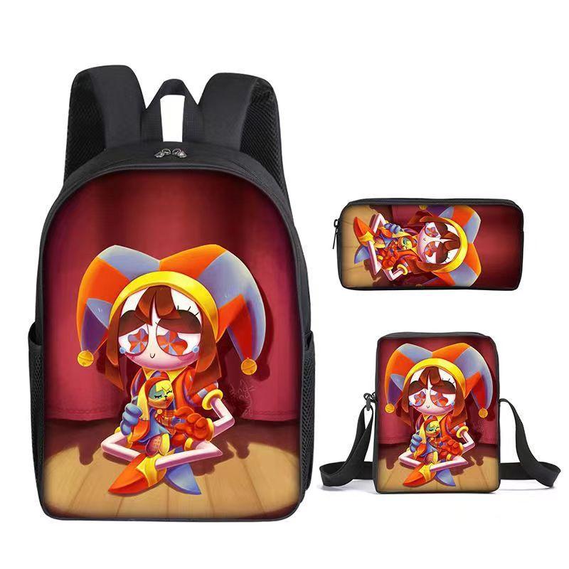 DER ERSTAUNLICHE DIGITALE ZIRKUS Rucksack-Set aus 3 Stück Großer Schulrucksack Reise-Tagesrucksack für Kinder Jugendliche Erwachsene