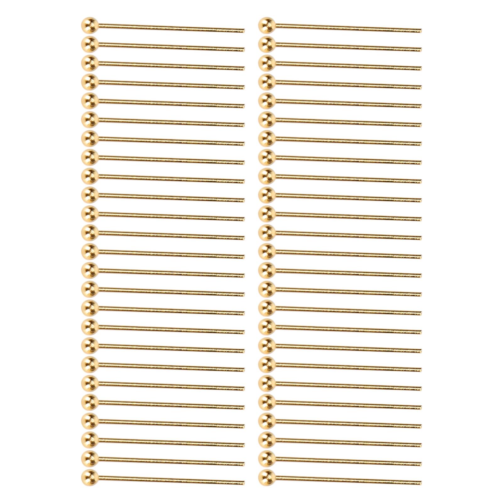 

50 шт. булавки с шариком для ювелирных подвесок, DIY, для изготовления бусин, аксессуары, золотые 35 мм / 20mm / 0.8in