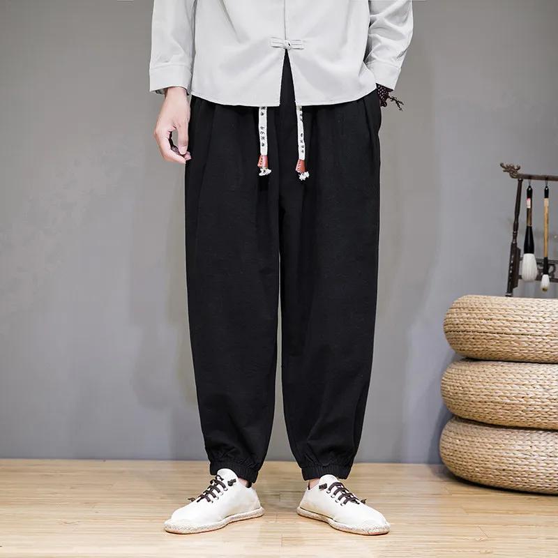 Men Casual Harajuku Pants Men Loose Long Trousers Male Retro Trendy Chinese Style Pants Spring Autumn Men Cotton Comfortable Pants