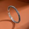 100% Solid 925 Sterling Silver Retro Bracelet for Women Men Vintage Handmade Interware Bar Simple Bracelet Birthday Gift