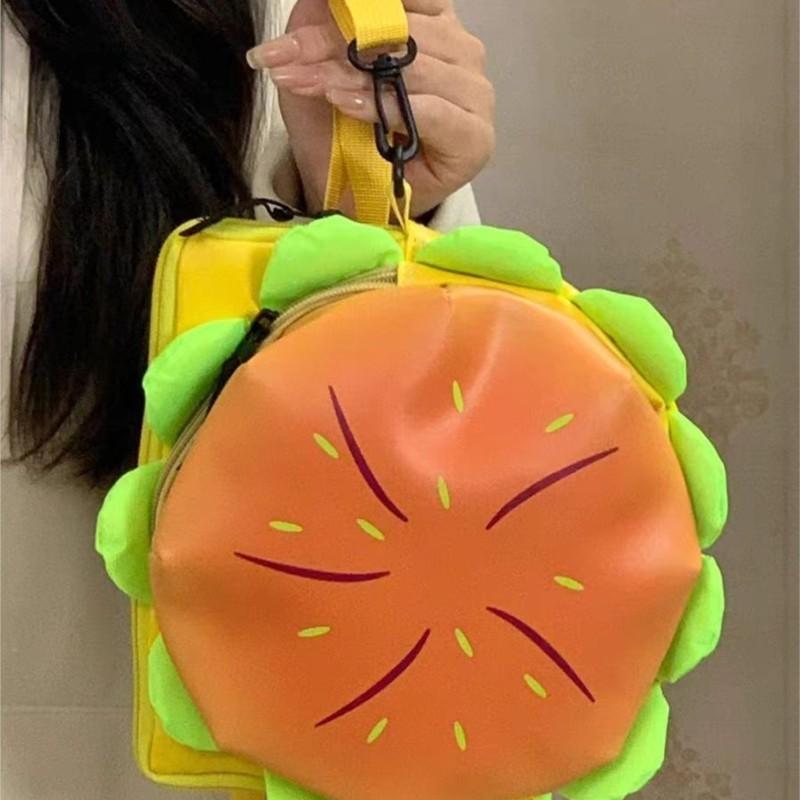 JIAERDI Cartoon Cheeseburger 3D Crossbody Bag Women Girls Cute Versatile Large Capacity Shoulder Purse Ladies Whimsical Handbag