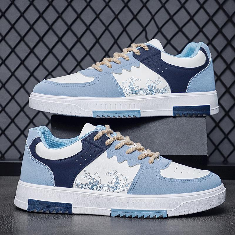 Men's Breathable White Shoes, Trendy and Versatile, Thick Soled Sports and Leisure Board Shoes, Trendy Shoes