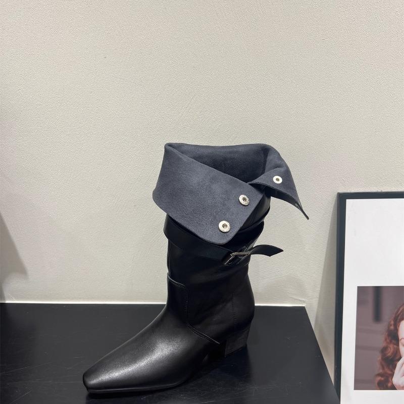 High-heeled Pointed-toe Boots, Mid-calf Boots, Women's Shoes, Autumn and Winter Long Boots