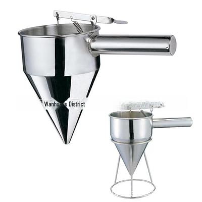 Imbuto conico in acciaio inox con supporto per palline di polpo