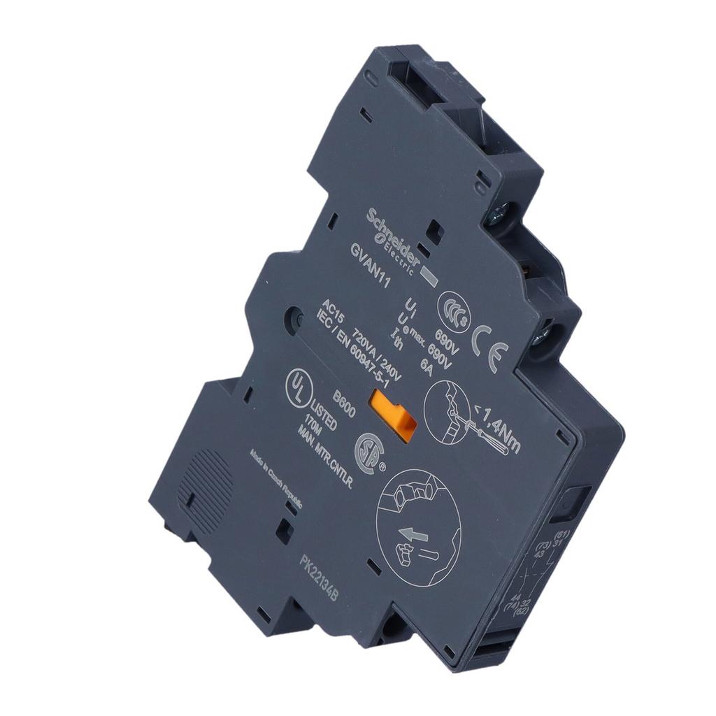 Instantaneous contact block, side mounting, 1NC, 1NO, box terminals