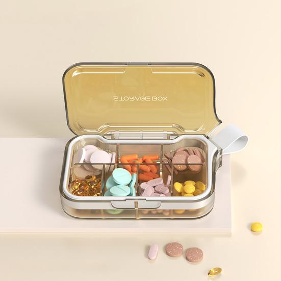 Pill Box Easy to Carry Pills Organizer with Handles And Leak-Proof Compartments Holder for Travel Gym Work
