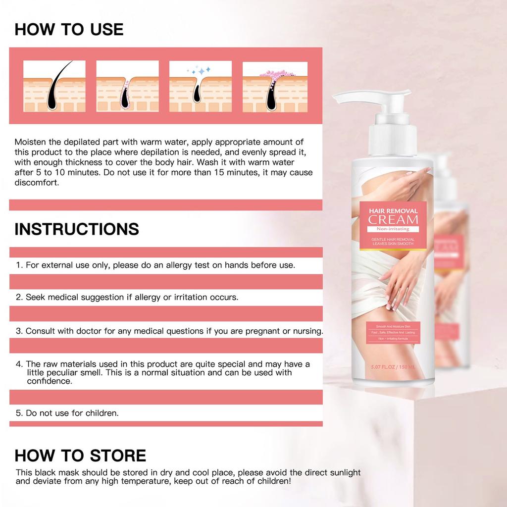 Hair Removal Body Cream-Painless Hair Removal Mildly And Effectively For Body, Chest, Back, Arms, And Legs,5 Fl.oz