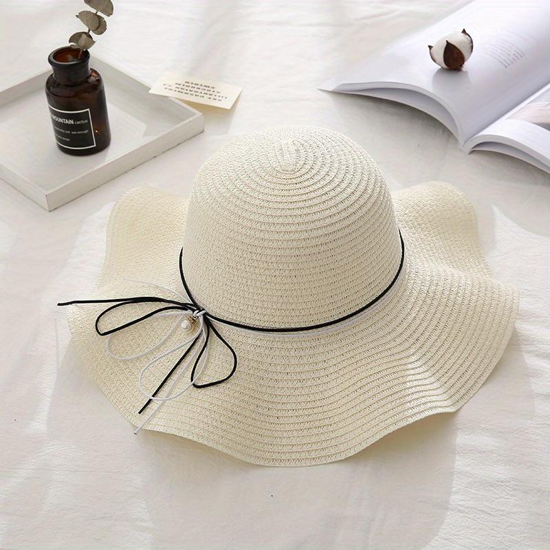 

Летняя женская маленькая свежая пляжная соломенная шляпа с бантом-бабочкой, регулируемая шляпа от солнца, праздничный уличный головной убор от солнца.
