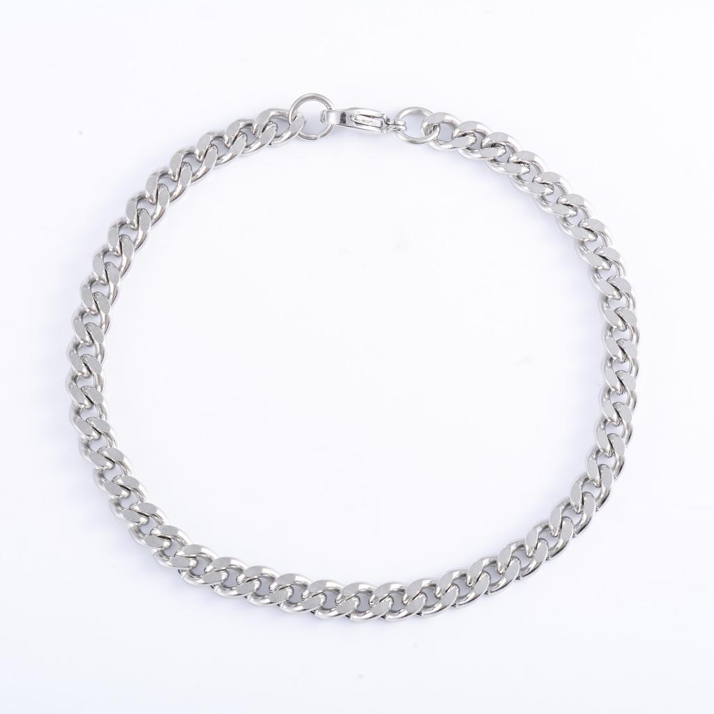 Men's Chunky Stainless Steel Miami Cuban Chain Bracelet Punk Wristband Silver Color Bangle Jewelry Accessory for Foot Hand Chain