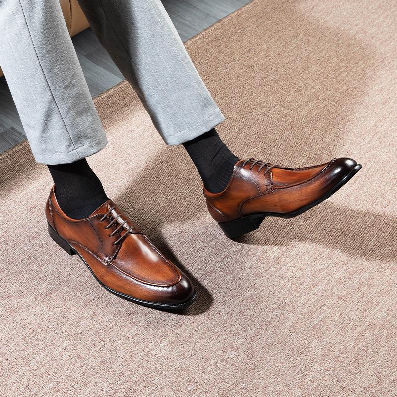 Classic Brand Designer Business Casual Leather Shoes for Men Genuine Leather Lace-up Basic Outdoor Footwear Daily Flat Oxfords