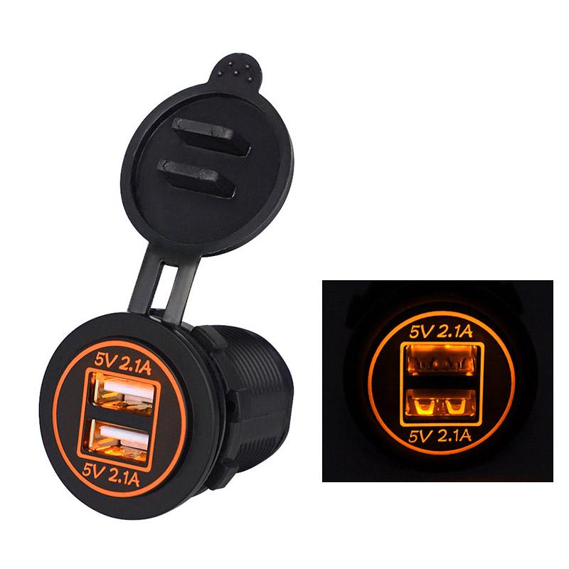 4.2A Dual USB Car Motorcycle Cigarette Lighter Dual USB Charger 12V-24V Car Moto Cigarette Lighter Sockets Power Plug Outlet LE