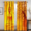 Stone Indian Buddha Statue Zen Lotus Cheap 2 Pieces Thin Window Curtains for Living Room Bedroom Decor Two Drape