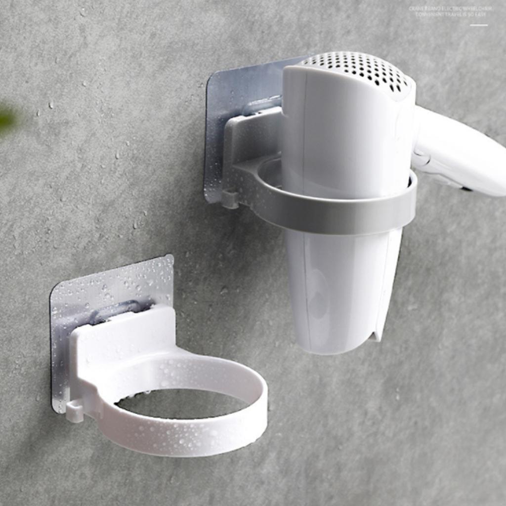 Hair Dryer Holder ABS Bathroom Shelf Durable Solid Color Storage Wall-mounted Rack Organizer Hairdryer Bathroom Accessories
